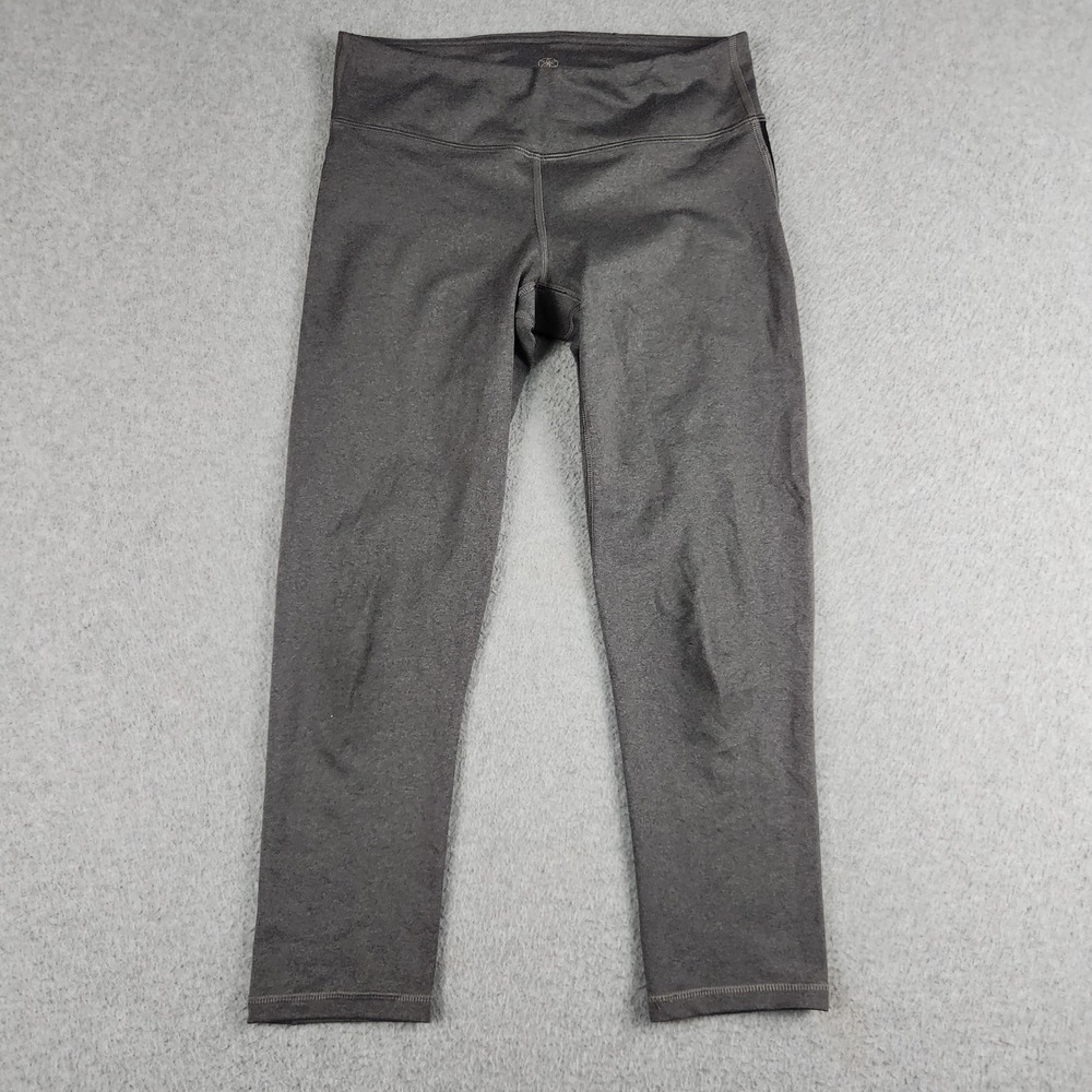 Gaiam Capri Leggings Women XS Gray Heathered High Waist Yoga Gym Athleisure